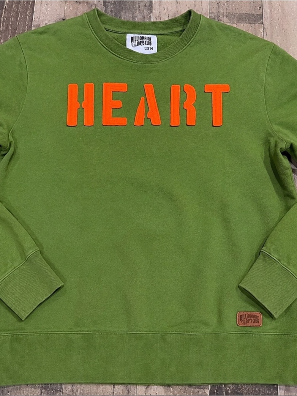 Billionaire Boys Club Green Sweatshirt with Orange HEART Appliqué